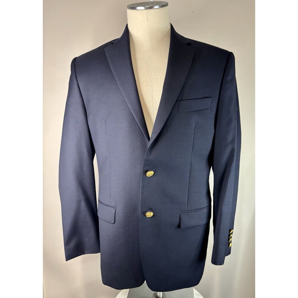 Lauren Ralph Lauren Navy Blue 2-Button Gold Equestrian Sport Coat Men's 38R